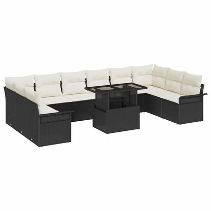 Set Divano da Giardino 11 pcs Nero Rattan in Polipropilene | homemem39