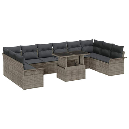 Set Divano da Giardino 11 pcs Grigio Rattan in Polipropilene | homemem39
