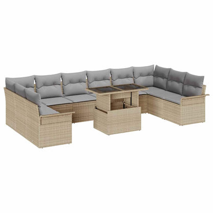 Set Divano da Giardino 11 pcs Beige Rattan in Polipropilene | homemem39