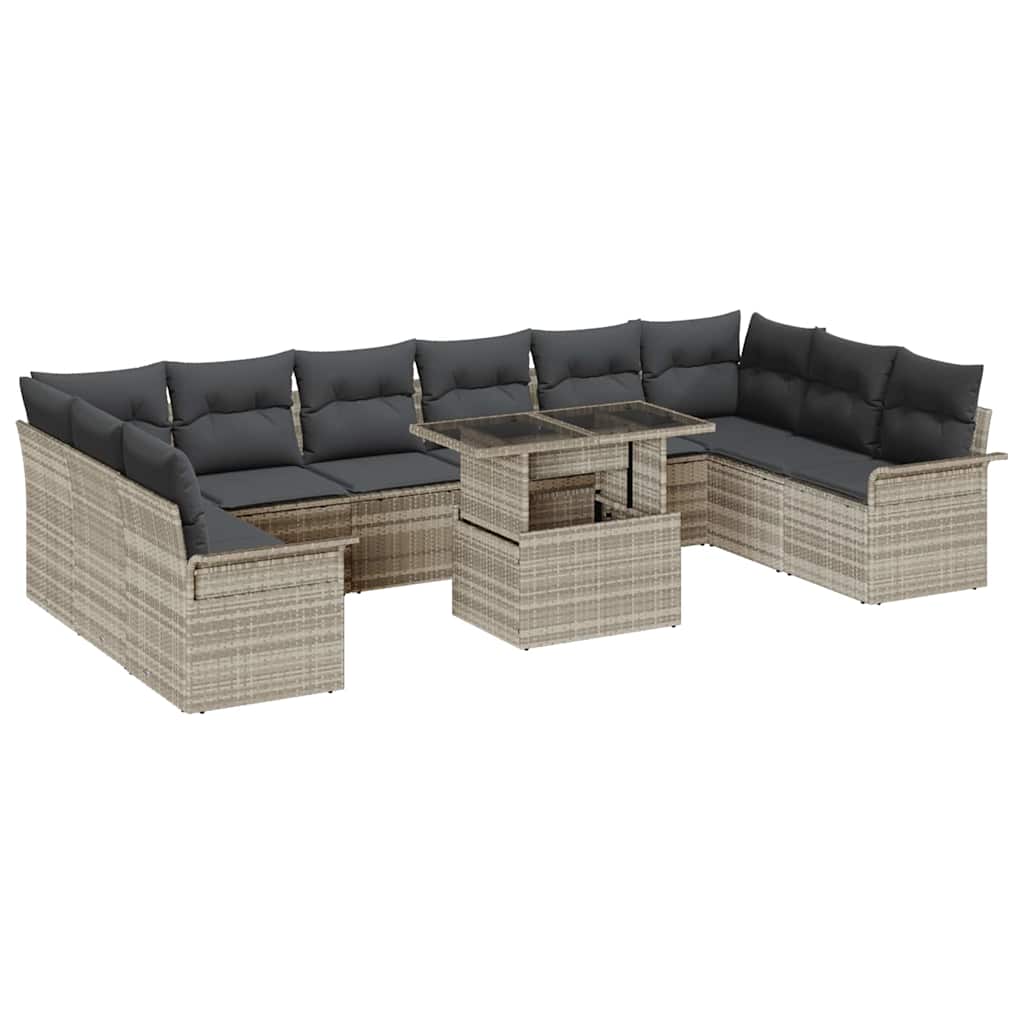 Set Divano da Giardino con cuscino 11 pcs Grigio chiaro | homemem39