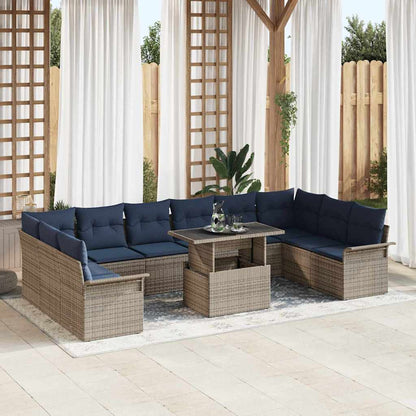 Set Divano da Giardino 11 pcs Grigio Rattan in Polipropilene | homemem39