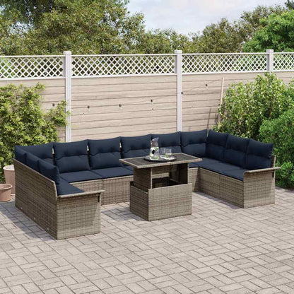 Set Divano da Giardino 11 pcs Grigio Rattan in Polipropilene | homemem39