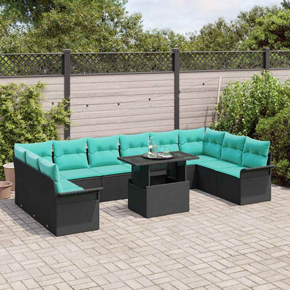 Set Divano da Giardino 11 pcs Nero Rattan in Polipropilene | homemem39