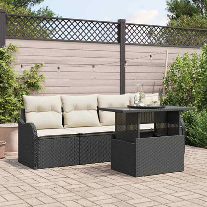 Set Divano da Giardino 5 pcs Nero Rattan in Polipropilene | homemem39