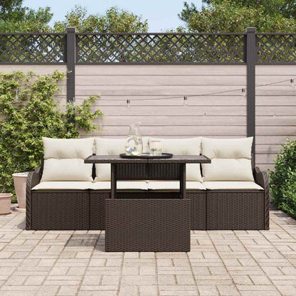 Set Divano da Giardino 5 pcs Marrone Rattan in Polipropilene | homemem39
