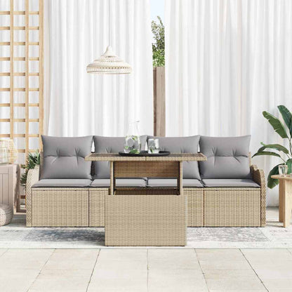 Set Divano da Giardino 5 pcs Beige Rattan in Polipropilene | homemem39