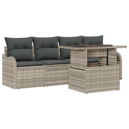 Set Divano da Giardino con cuscino 5 pcs Grigio chiaro | homemem39