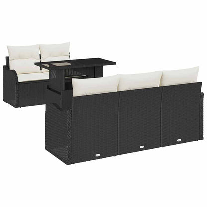 Set Divano da Giardino 6 pcs Nero Rattan in Polipropilene