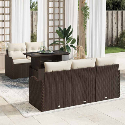 Set Divano da Giardino 6 pcs Marrone Rattan in Polipropilene