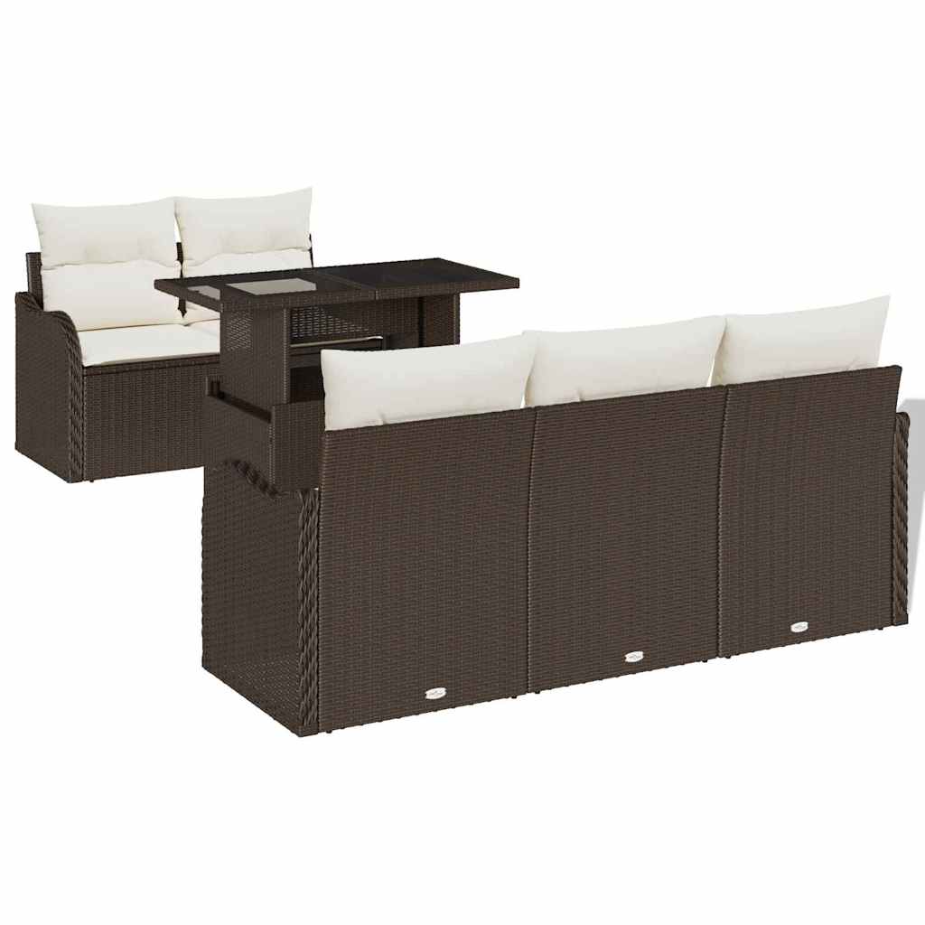 Set Divano da Giardino 6 pcs Marrone Rattan in Polipropilene