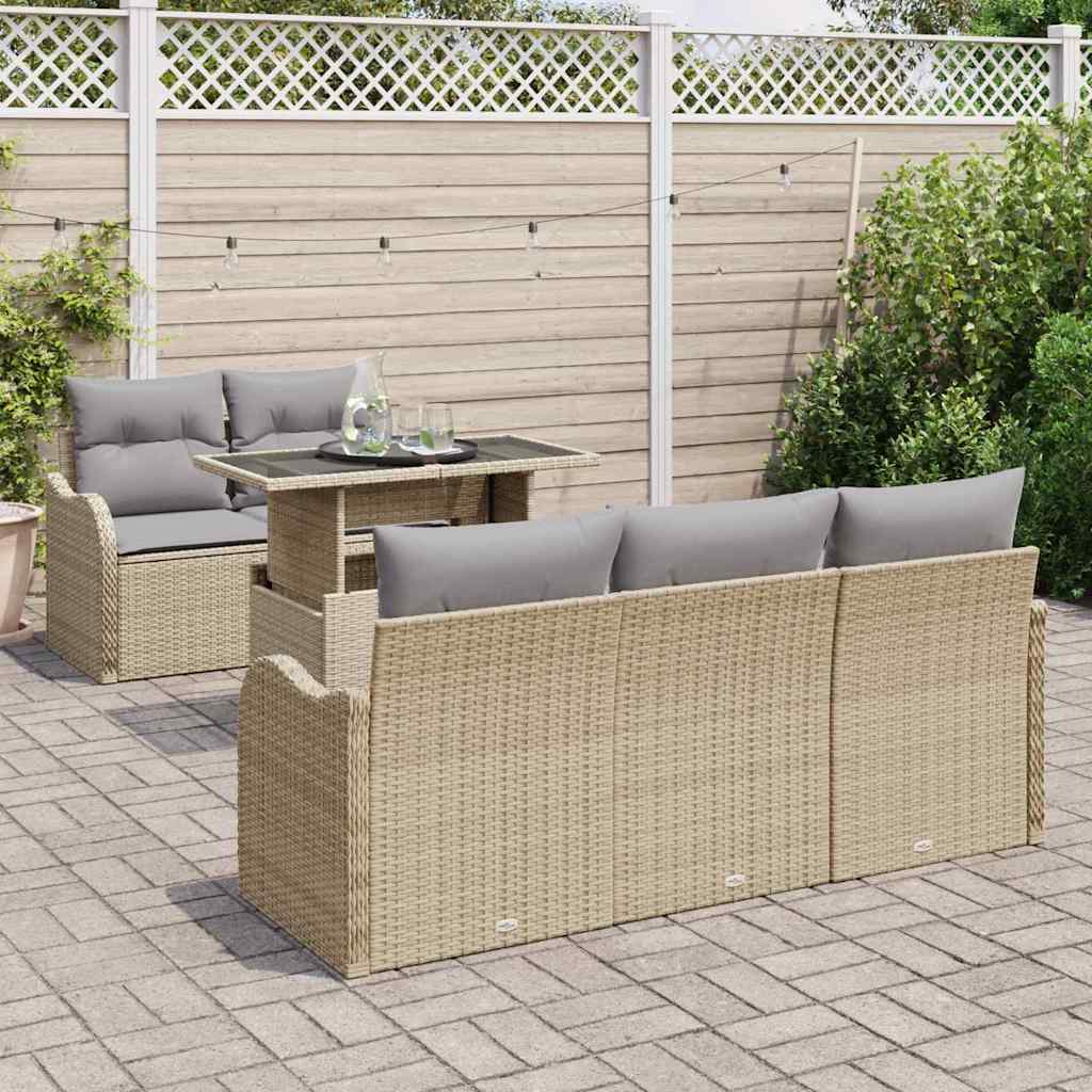 Set Divano da Giardino 6 pcs Beige Rattan in Polipropilene