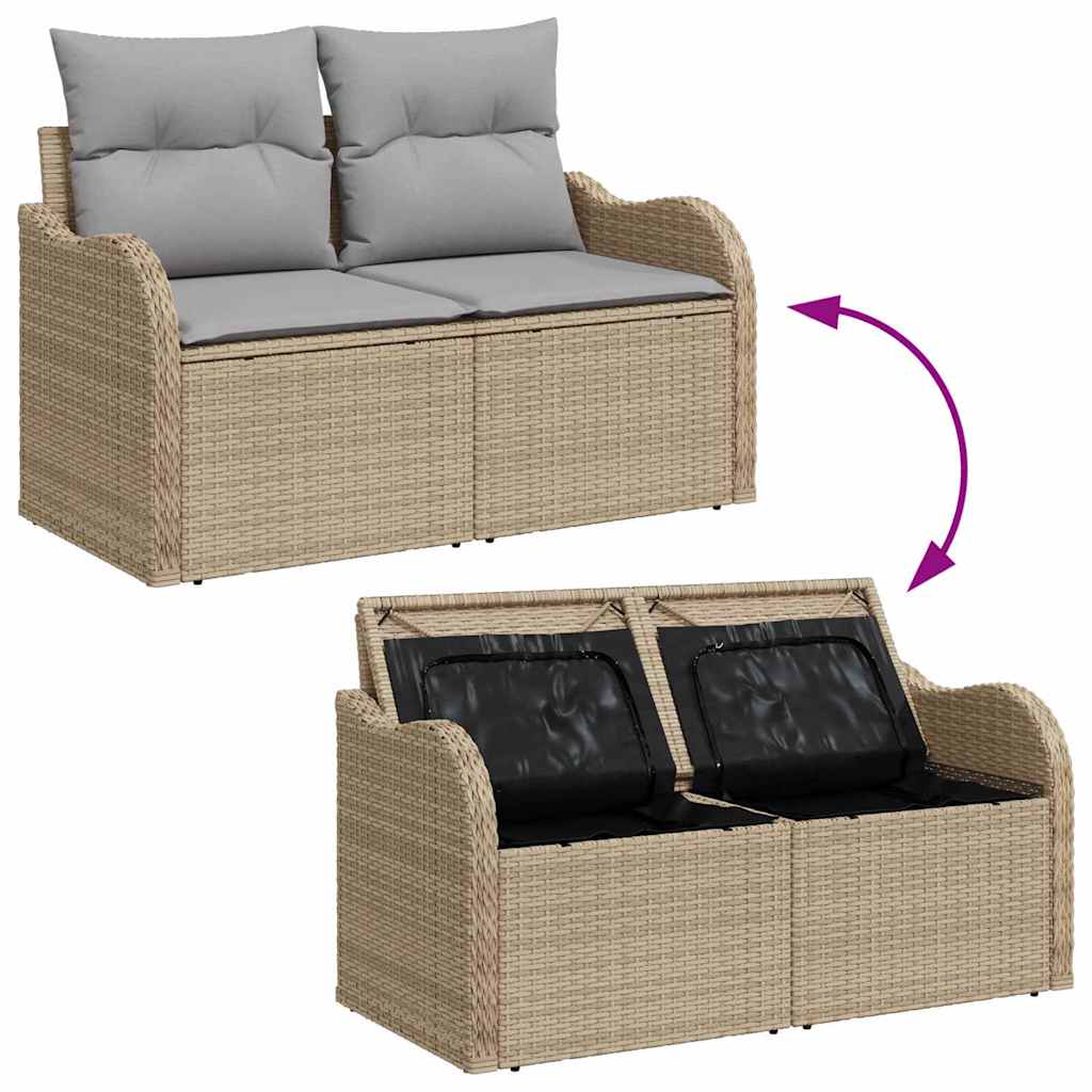 Set Divano da Giardino 6 pcs Beige Rattan in Polipropilene | homemem39