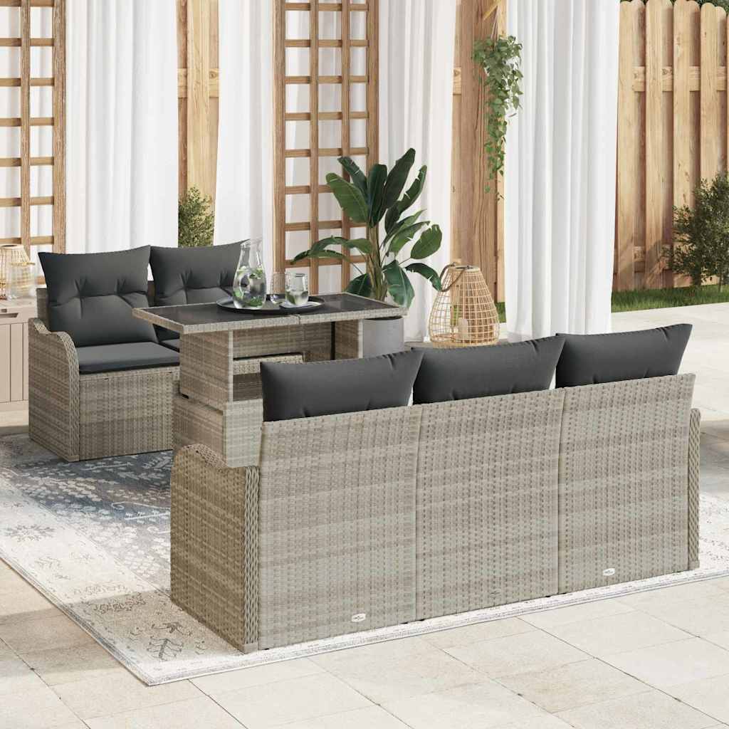 Set Divano da Giardino con cuscino 6 pcs Grigio chiaro