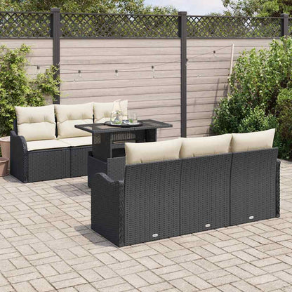 Set Divano da Giardino 7 pcs Nero Rattan in Polipropilene | homemem39