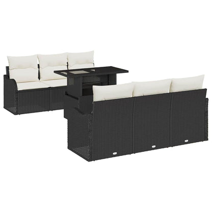 Set Divano da Giardino 7 pcs Nero Rattan in Polipropilene | homemem39