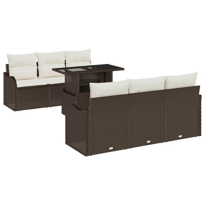 Set Divano da Giardino 7 pcs Marrone Rattan in Polipropilene | homemem39