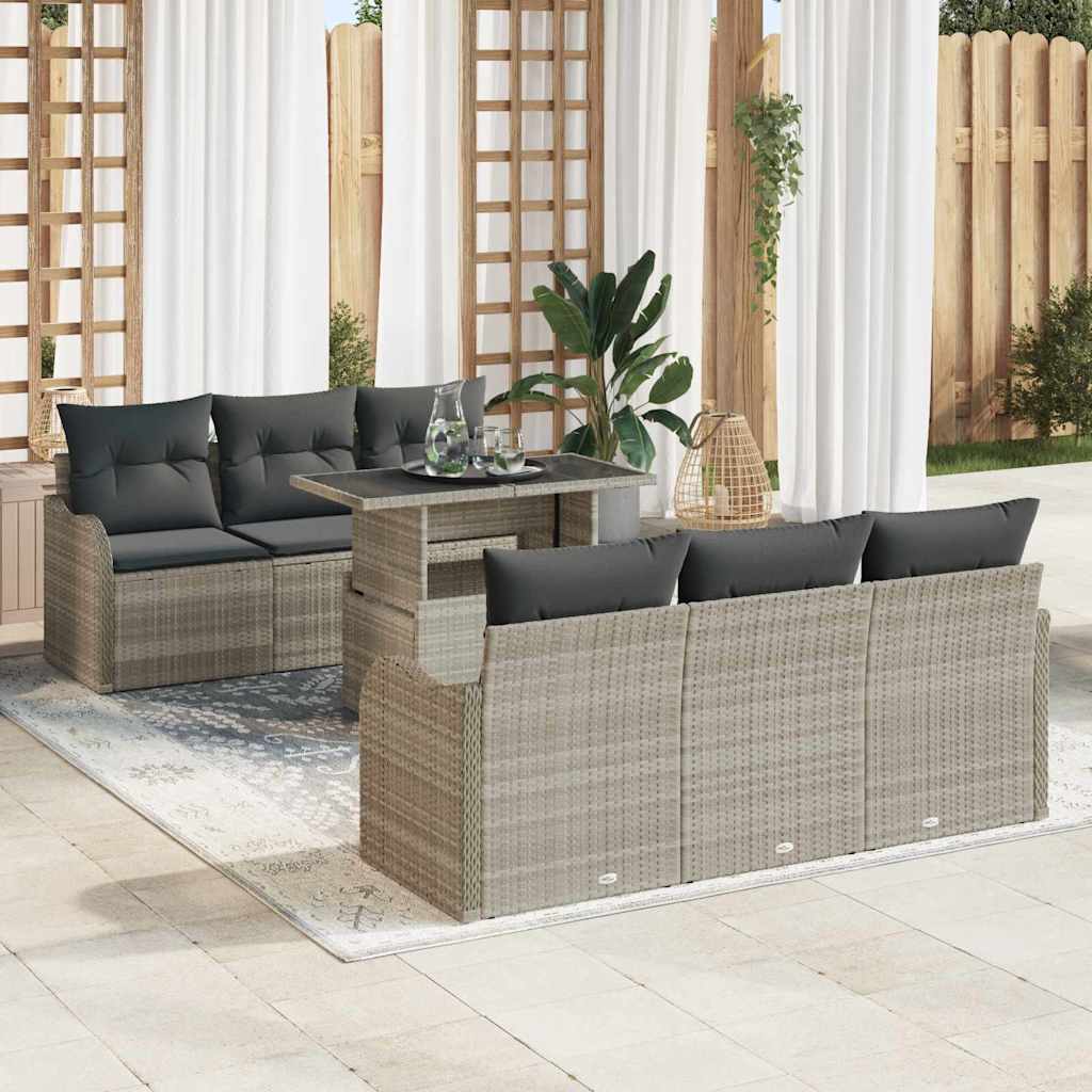 Set Divano da Giardino con cuscino 7 pcs Grigio chiaro | homemem39