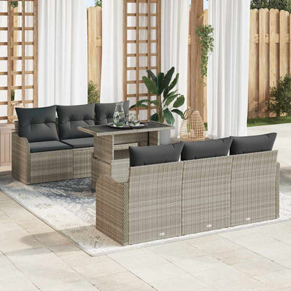Set Divano da Giardino con cuscino 7 pcs Grigio chiaro | homemem39