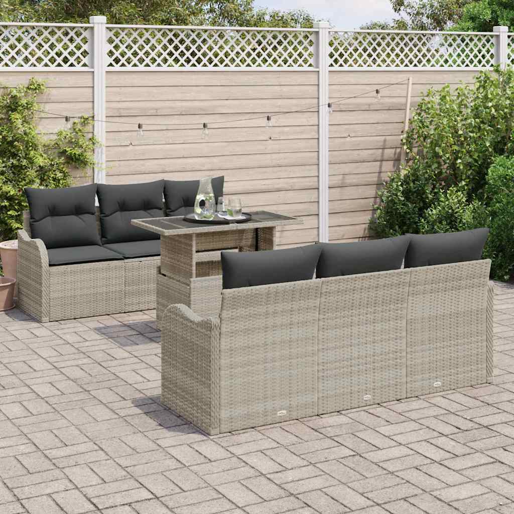 Set Divano da Giardino con cuscino 7 pcs Grigio chiaro | homemem39