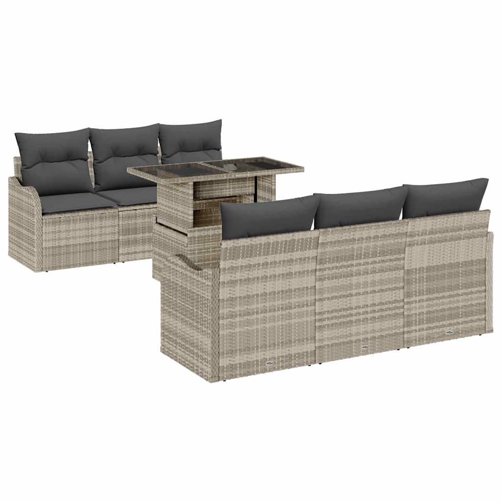 Set Divano da Giardino con cuscino 7 pcs Grigio chiaro | homemem39