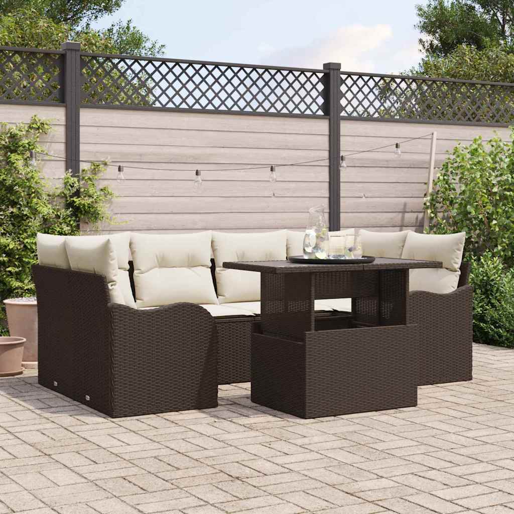 Set Divano da Giardino 7 pcs Marrone 234 x 122,5 x 85 cm | homemem39