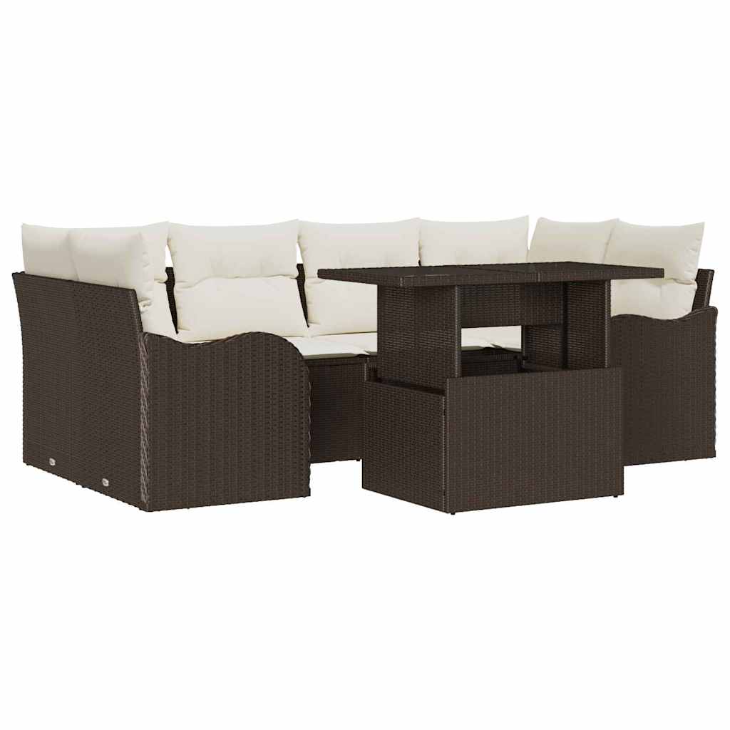 Set Divano da Giardino 7 pcs Marrone 234 x 122,5 x 85 cm | homemem39