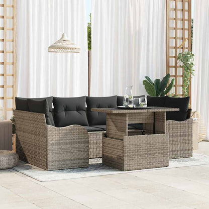 Set Divano da Giardino 7 pcs Grigio Rattan in Polipropilene | homemem39
