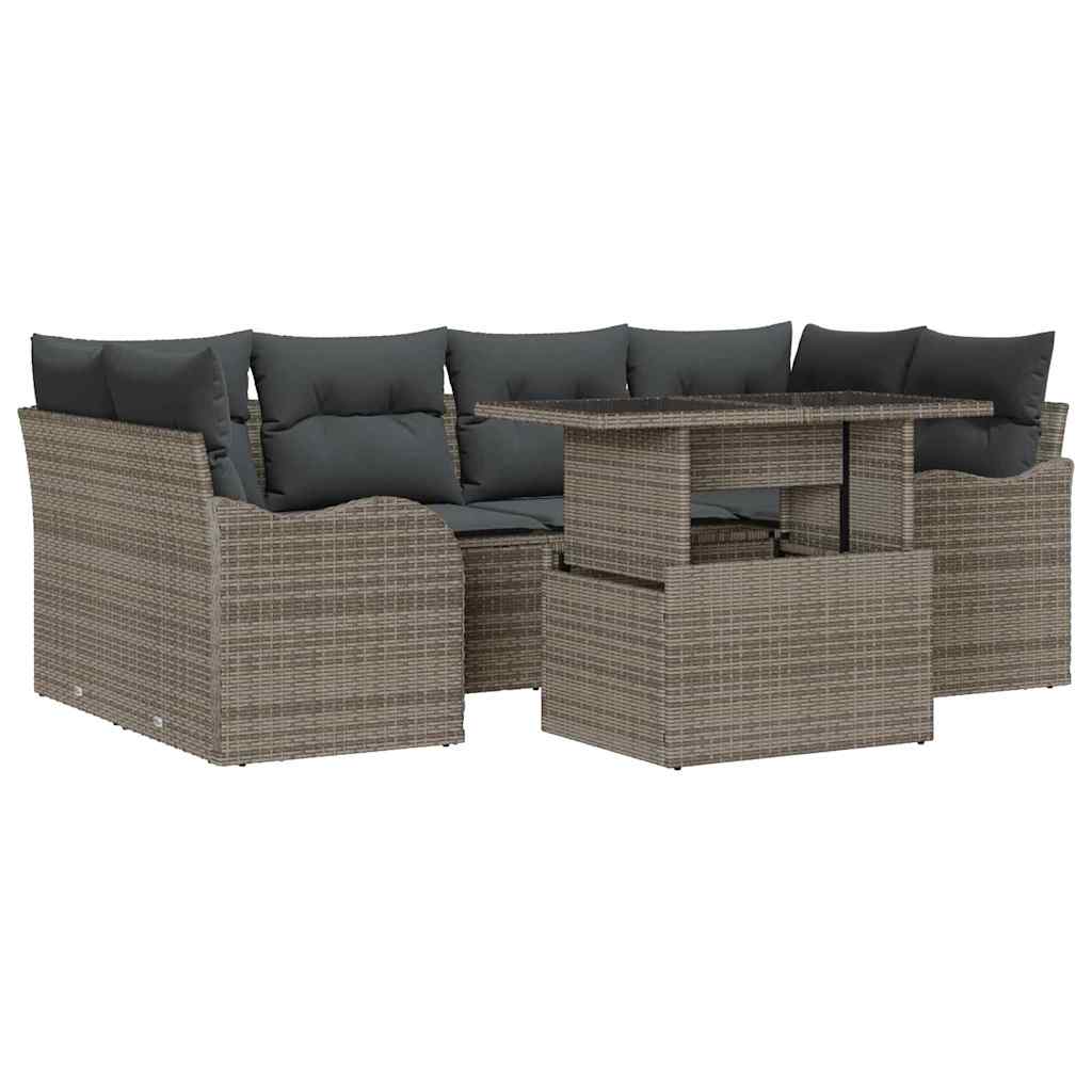Set Divano da Giardino 7 pcs Grigio Rattan in Polipropilene | homemem39