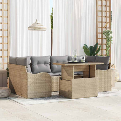 Set Divano da Giardino 7 pcs Beige Rattan in Polipropilene | homemem39