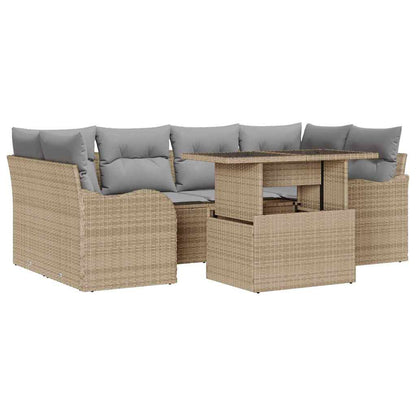 Set Divano da Giardino 7 pcs Beige Rattan in Polipropilene