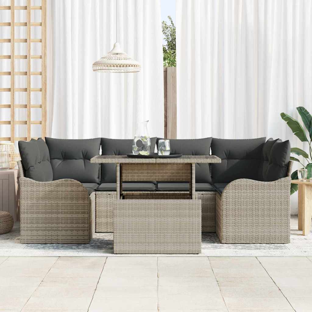 Set Divano da Giardino con cuscino 7 pcs Grigio chiaro | homemem39