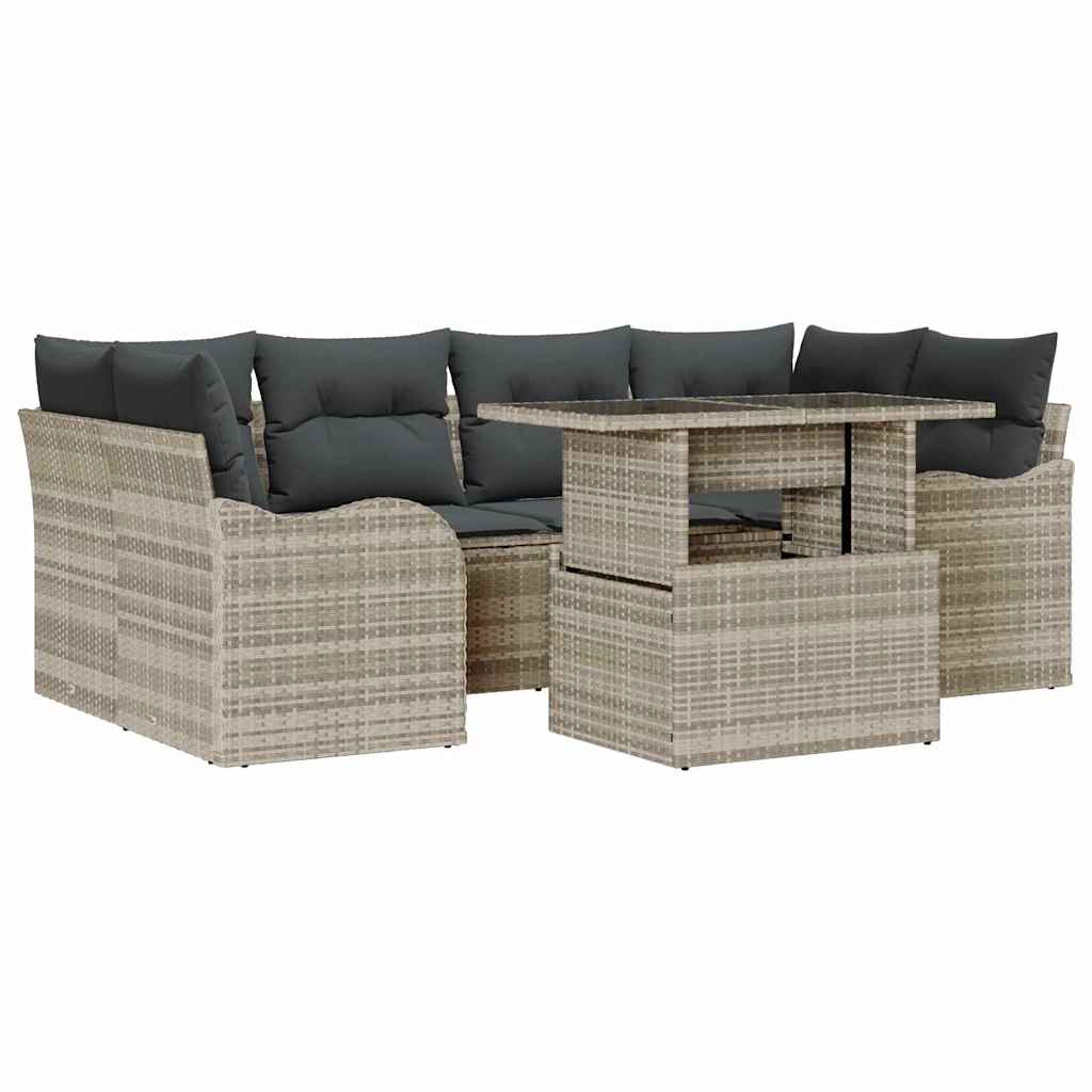 Set Divano da Giardino con cuscino 7 pcs Grigio chiaro | homemem39
