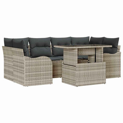 Set Divano da Giardino con cuscino 7 pcs Grigio chiaro | homemem39
