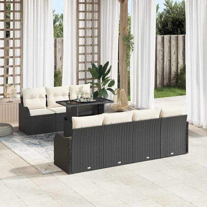 Set Divano da Giardino 8 pcs Nero Rattan in Polipropilene | homemem39