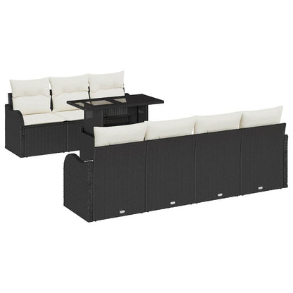 Set Divano da Giardino 8 pcs Nero Rattan in Polipropilene | homemem39