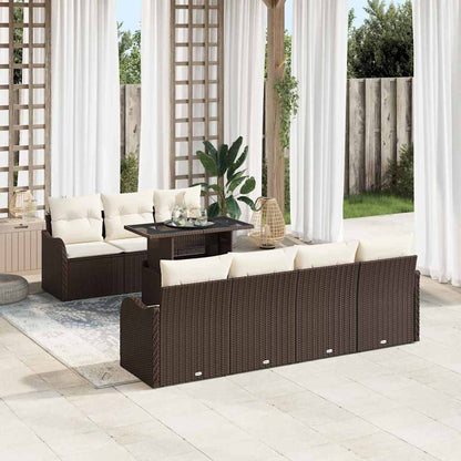 Set Divano da Giardino 8 pcs Marrone Rattan in Polipropilene | homemem39