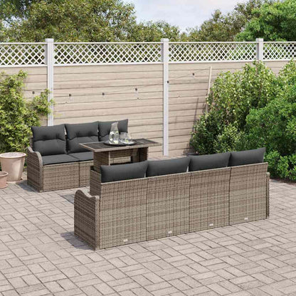 Set Divano da Giardino 8 pcs Grigio Rattan in Polipropilene | homemem39