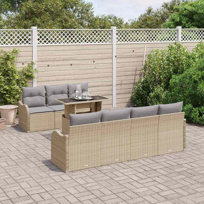Set Divano da Giardino 8 pcs Beige Rattan in Polipropilene | homemem39