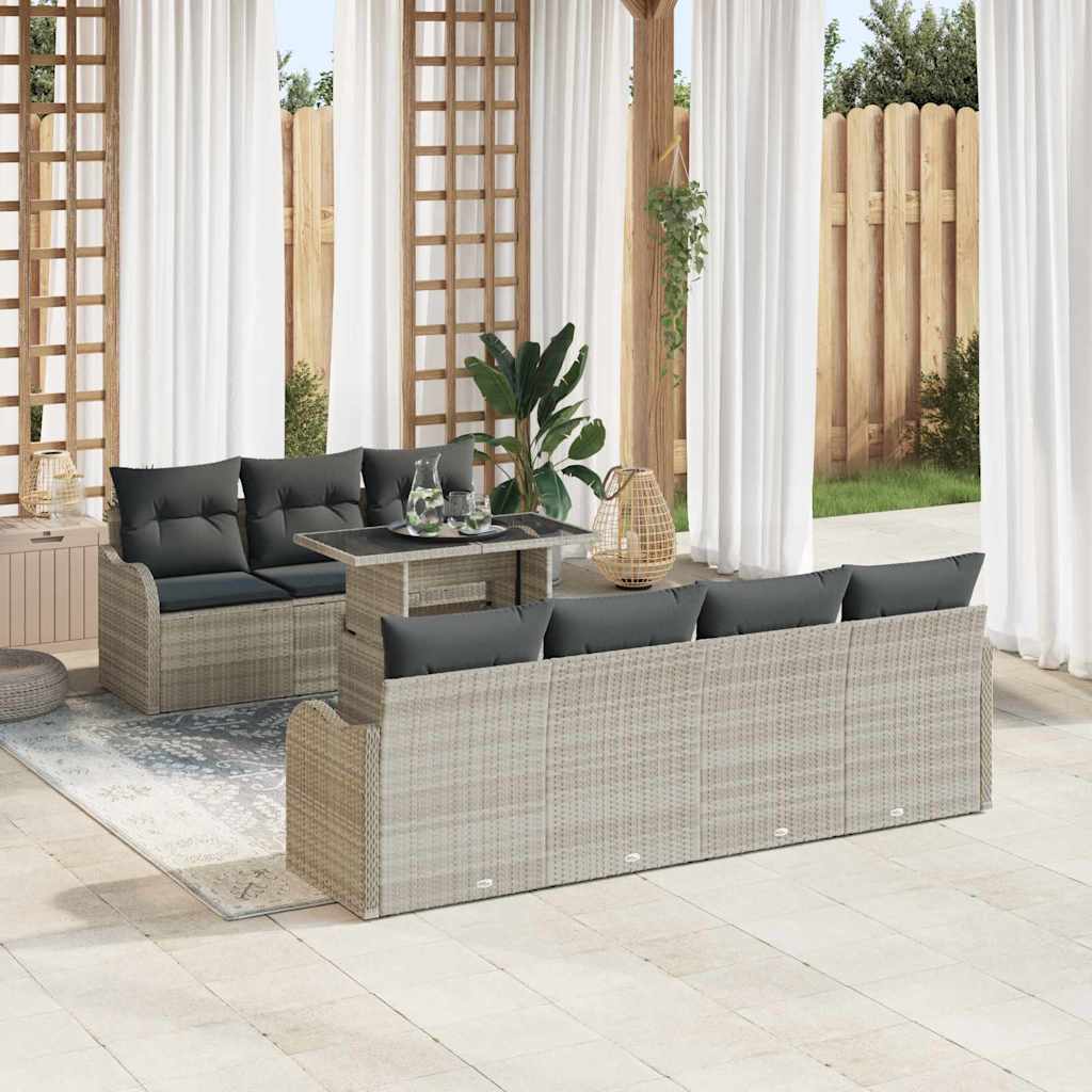 Set Divano da Giardino con cuscino 8 pcs Grigio chiaro | homemem39