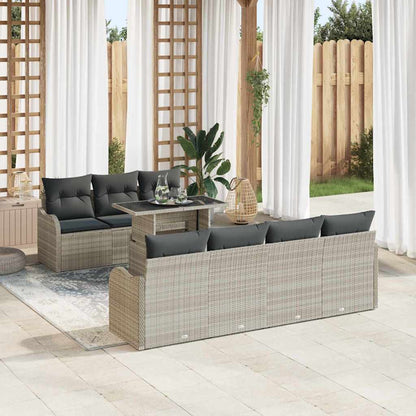Set Divano da Giardino con cuscino 8 pcs Grigio chiaro | homemem39