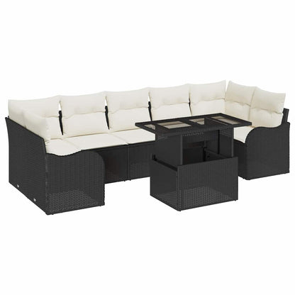 Set Divano da Giardino 8 pcs Nero Rattan in Polipropilene | homemem39