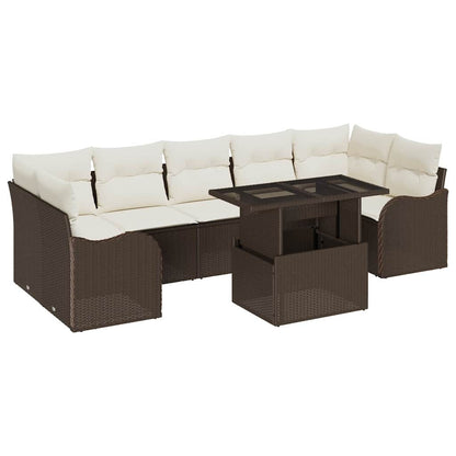 Set Divano da Giardino 8 pcs Marrone Rattan in Polipropilene | homemem39