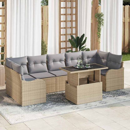 Set Divano da Giardino 8 pcs Beige Rattan in Polipropilene | homemem39