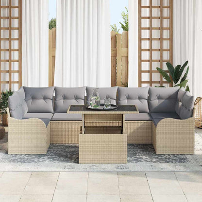 Set Divano da Giardino 8 pcs Beige Rattan in Polipropilene | homemem39