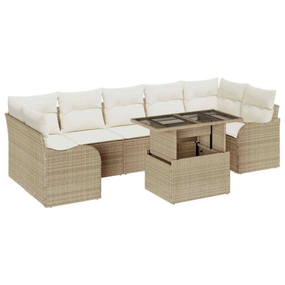 Set Divano da Giardino 8 pcs Beige Rattan in Polipropilene | homemem39