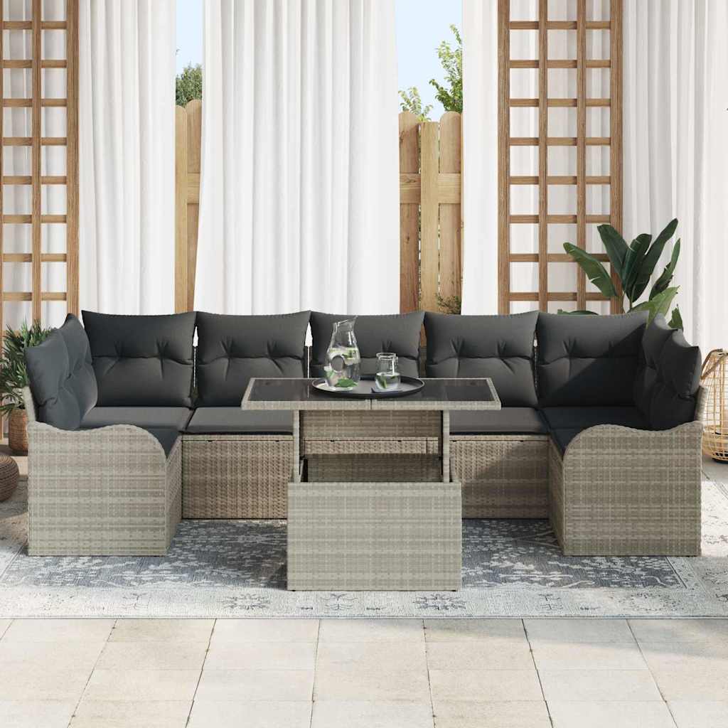 Set Divano da Giardino con cuscino 8 pcs Grigio chiaro | homemem39