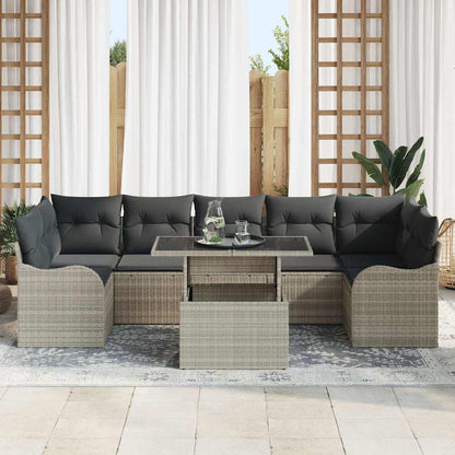 Set Divano da Giardino con cuscino 8 pcs Grigio chiaro | homemem39