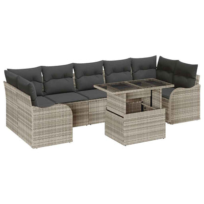 Set Divano da Giardino con cuscino 8 pcs Grigio chiaro | homemem39