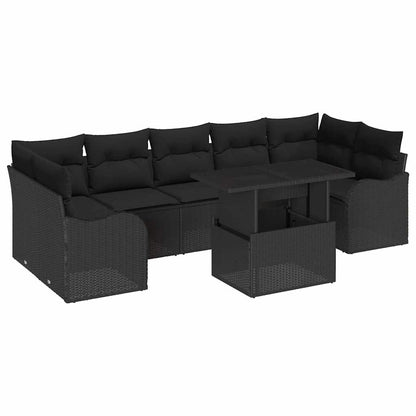 Set Divano da Giardino 8 pcs Nero Rattan in Polipropilene | homemem39