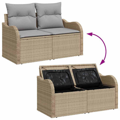 Set Divano da Giardino 9 pcs Beige Rattan in Polipropilene | homemem39